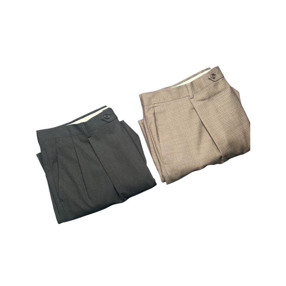 2 Pairs-Vtg Hart Schaffner Marx Size 40 100% Wool Pleated Cuffed Men Dress Pants